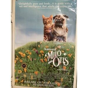 MILO AND OTIS ORIGINAL MOVIE POSTER 1989 VINTAGE CAT & DOG 27x40